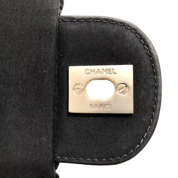 CHANEL CC Mark Chocolate bar Chain Shoulder Bag Nylon Black/SilverHardware - Picture 3 of 16